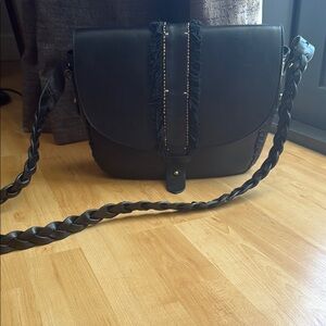 Antik Batik adjustable braided black strap shoulder bag